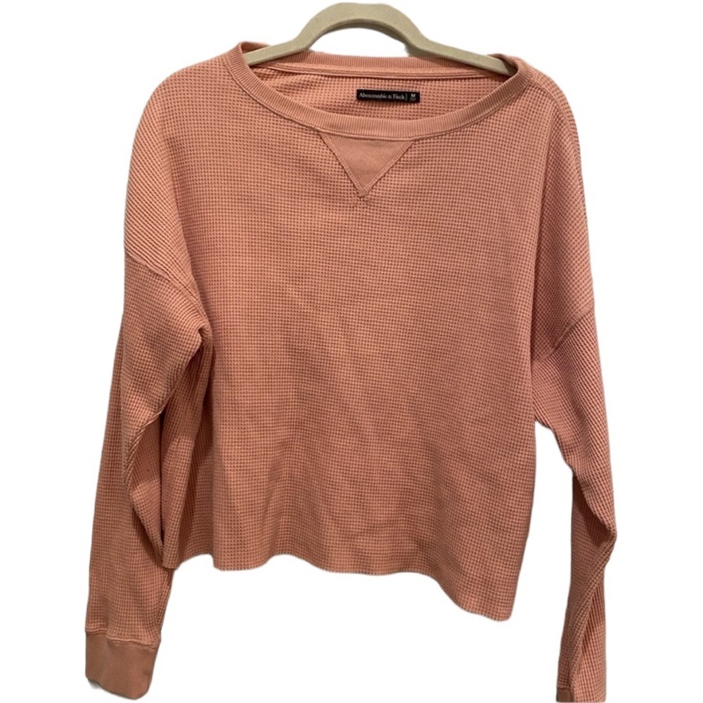 A&F Peach Waffle Crew Neck Pullover​​